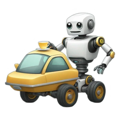 robot carring tea sticker