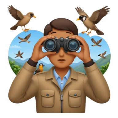 Bird-watching scene with binoculars in hands sticker