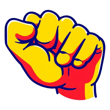 strong muscular fist with bright colors floating sticker