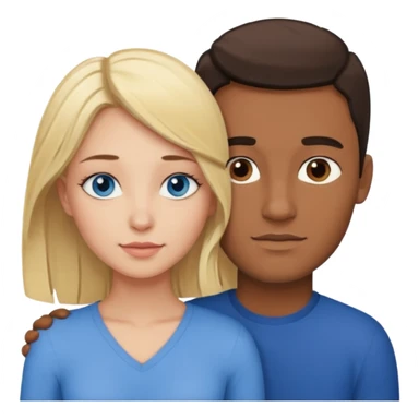 blonde hair blue eyes woman embracing a taller man who has brown skin and dark hair more like the first one sticker