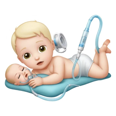 bebe com tubo para respirar sticker