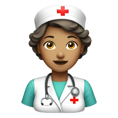 short hair female nurse with red cross sign hat  sticker