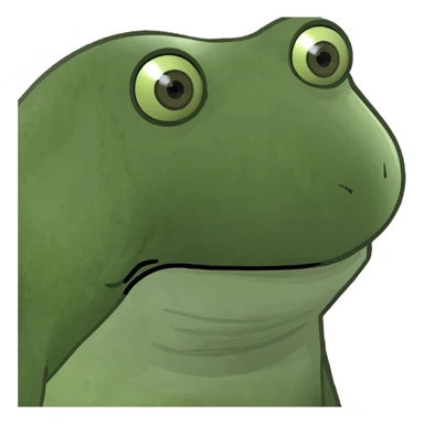 bottle of baby oil with a frog face on the label, bufo frog meme style sticker