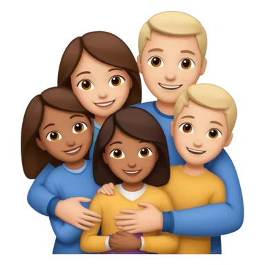 family of 5 hugging each other sticker