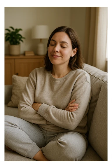 donna che vuole rimanere nella sua zona di comfort. Immagini realistiche sticker