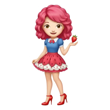 pretty and cute realistic modern day strawberry shortcake full body with high heels emoji sticker