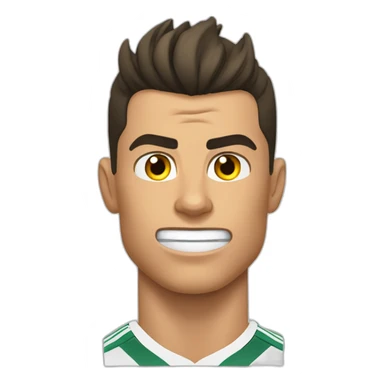 Cristiano Ronaldo, with furrowed brows and an intense gaze, gritting his teeth with determination. His expression reflects strong anger and competitive determination. sticker