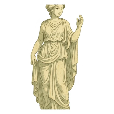 Greek goddess in flowing robes, marble statue look sticker