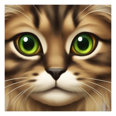 face of a long-haired fluffy tortoiseshell cat with green eyes sticker