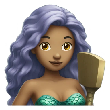 mermaid holding hammer sticker