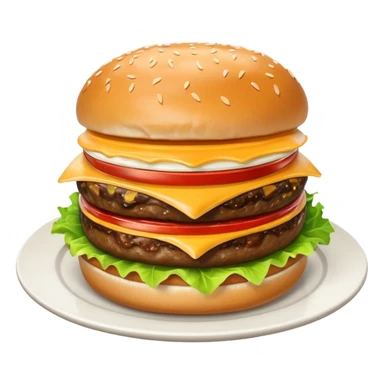 i want a Cheeseburger and Fries with a angle to 15–20° gentle bird’s-eye angle with 2white and red Sause on white plate  sticker