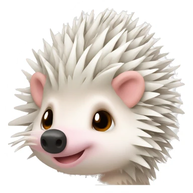 Hedgehog white creamy quills one pink ear one brown ear DIFFERENT COLORED EARS sticker