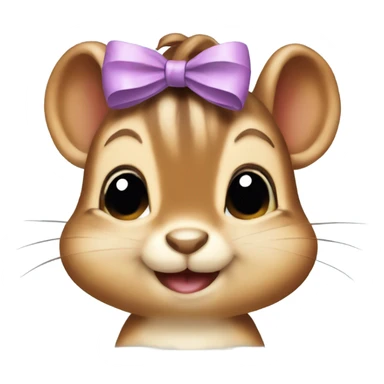 A baby chipmunk with a bow on her head sticker