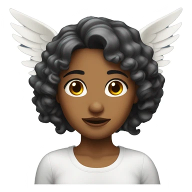 a girl with cury wavey hair and wings  sticker
