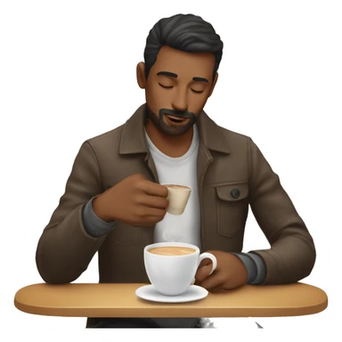hombre tomando cafe con leche y pan sticker