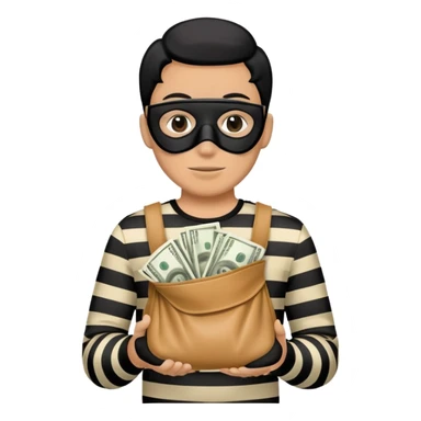 A Burglar Emoji,holding a cashbaf sticker