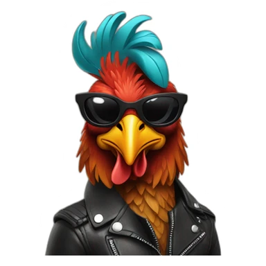 Rooster wearing sunglasses and leather jacket sticker