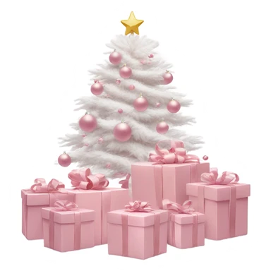 Light pink Christmas gifts under a white Christmas tree  sticker