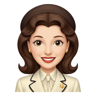 Maxene Andrews from The Andrews Sisters with long dark brown hair, ivory outfit sticker