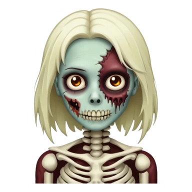 Undead zombie girl with half skeleton face sticker