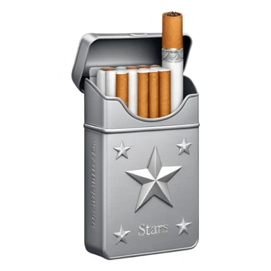 7 stars grey shining cigaret pack with a few cigaret inside sticker