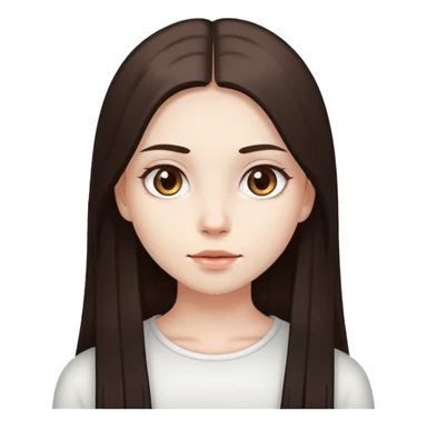 Girl with white skin, long dark brown straight hair and light brown eyes sticker