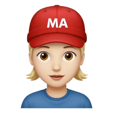 Red cap on a person that says M.A.G.A. on the hat sticker