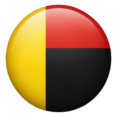 Flag with black on top half, red on bottom half and a yellow circle in the middle  sticker