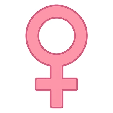 female gender symbol, flat pink, minimal emoji style, clean lines, color icon style sticker