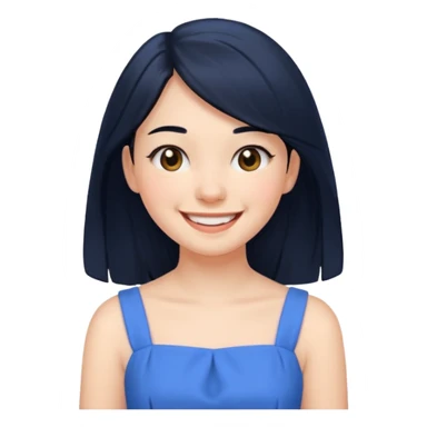 
young girl, 18 years old, black hair, laugh out loud emoji sticker