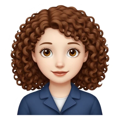pale girl with medium brown curly hair, white skin and brown eyes   sticker