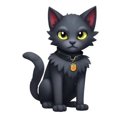 cool edgy fantasy dark-shadow-themed animal vampiric cat hybrid Fakemon  with a collar full body sticker