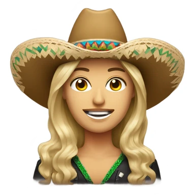 Caucasian Country singer with Mexican sombrero sticker