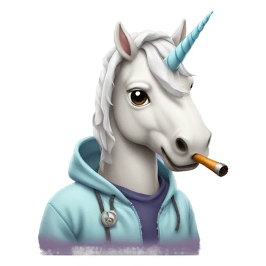 Unicorn wearing a hoodie smoking a pipe sticker
