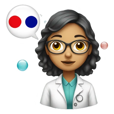 Scientist girl with Indian, Korean flag andbubbles sticker