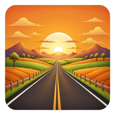 country road with sunset sticker