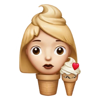 sad face with heart eyes and ice cream  sticker