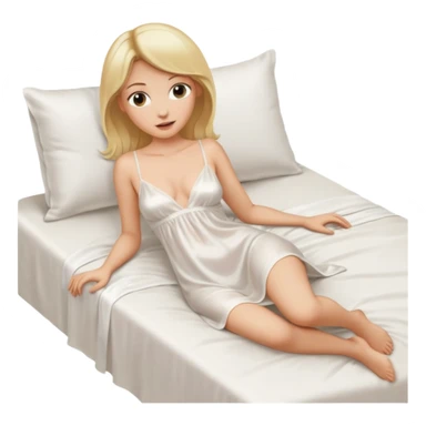 Naked woman, thin blonde, C Cup, lying in bed, open legs, frontal view sticker