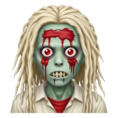 create zombie with dreadlocks have some of the drealocks cover his face sticker
