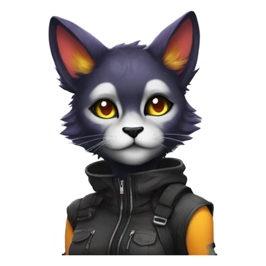 Edgy Shy Anthro cool pretty colorful dark cat-fursona techwear sticker