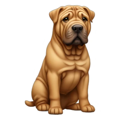 Brown Shar-pei dog, full body sticker