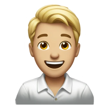 Bold boy in white shirt laughing  sticker