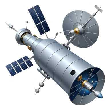 orbiting satellite in space observing stars sticker