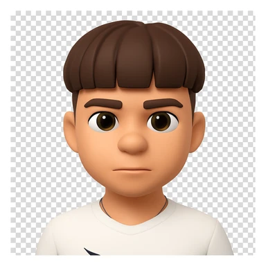 Convert this photo to a 3D emoji style portrait with a smooth, cartoon-like finish. Keep the facial features and hairstyle recognizable. Remove the background. The style should resemble Microsoft style 3D fluent emojis with a smooth and polished look. sticker