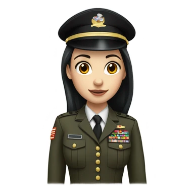 Pale light skin girl with black long hair wearing marine corps uniform  sticker