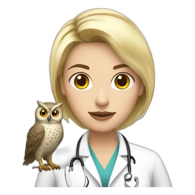 Blonde-woman-short-hair-doctor-with-owl sticker