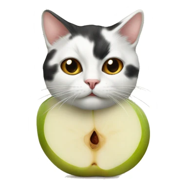 A calico pear with a face of a cat sticker