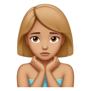 btunette girl with her hands crossed over her neck looking sad  sticker