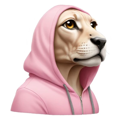 sphinx with a spot on its nose in a pink hoodie sticker
