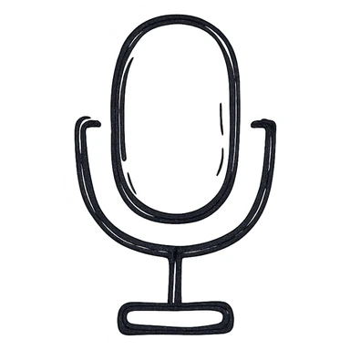 Microphone for recording icon, hand drawn, black outlines, no fill, simple and clean, front view sticker